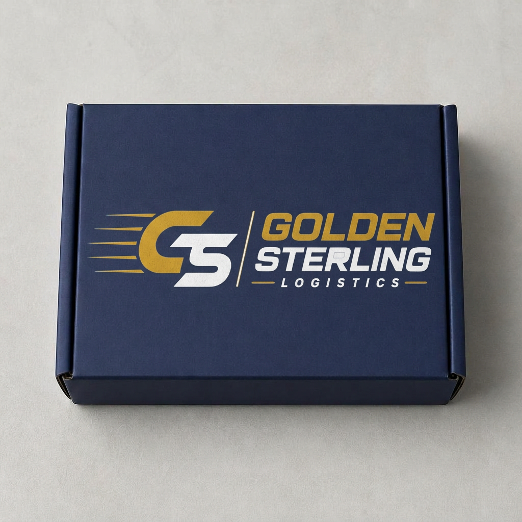 A single branded navy Golden Sterling parcel